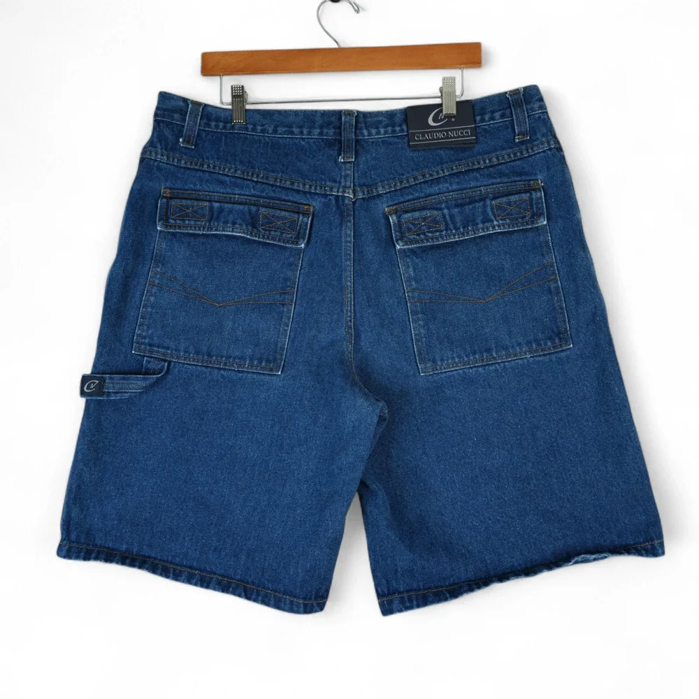 Claudio Nucci Shorts Mens 40x11.5 Blue Carpenter Baggy‎ Y2K Ramie Blend